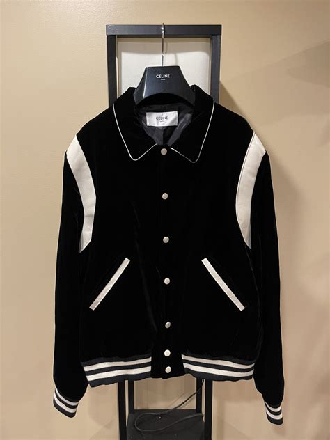 celine black varsity jacket|celine corduroy teddy jacket.